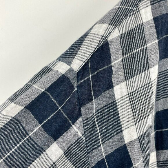 Anthropologie Pilcro Blouse Women's XS Black Plaid 3/4 Sleeves Rounded Hem Tunic - Picture 7 of 11